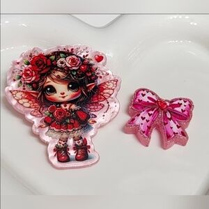 Fairy Flatback Focal Bead Bow Crafts Badge Keychain Phone Chain Pen Magnet Pin